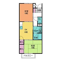サープラス2パークサイドブルー 2DKの間取図画像