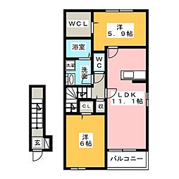 トレノーベA 2LDKの間取図画像