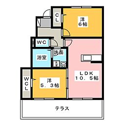 ハルトリーゲルアネックス 2LDKの間取図画像