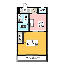 ルガールはざま 1DKの間取図画像