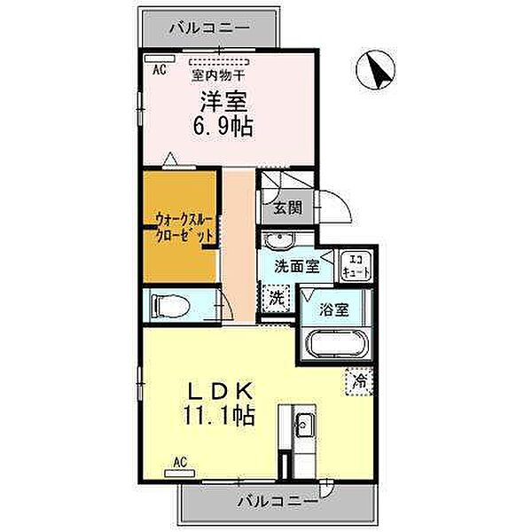 シューラク ｜愛知県岡崎市六名本町(賃貸アパート1LDK・2階・49.21㎡)の写真 その2