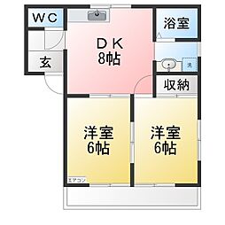 コーポ山本A 2DKの間取図画像