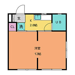 スカイエクセル　II 1階1Kの間取り