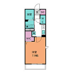 スターダスト八帖北 2階1Kの間取り