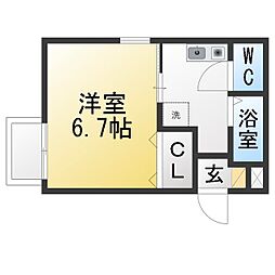 アンフォルムD 1Kの間取図画像