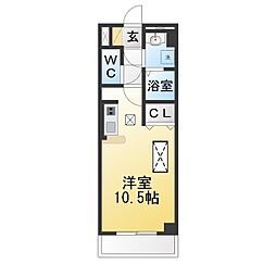 ソレーユ岡崎 ワンルームの間取図画像