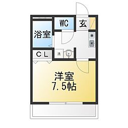 エクシール六名 1Kの間取図画像