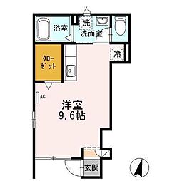 セントラル・ウッズ ワンルームの間取図画像