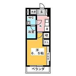 フィオーレ明大寺 1Kの間取図画像