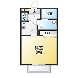ジュネスサクラB棟 1Kの間取図画像