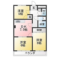 マンションフレンドリー 3DKの間取図画像