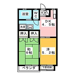 サンアベニュー2 2DKの間取図画像
