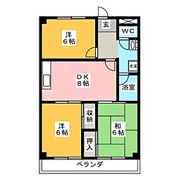 ラ・フォーレ城南 3DKの間取図画像