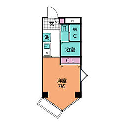 ラ・ミア・カーサ 1Kの間取図画像