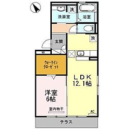 ハイツ岡崎柱北館 1LDKの間取図画像