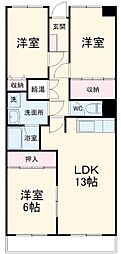エルハイム岡崎 3LDKの間取図画像