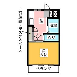 カブリオレ 2階1Kの間取り