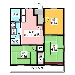 エバーグリーン中山　Ａ 1階3DKの間取り
