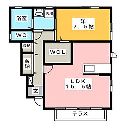 カーサ　フェリーチェ　I 1階1LDKの間取り