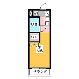 キャンパスシティー弥生 2階ワンルームの間取り