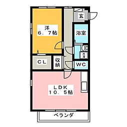 グランジール 3階1LDKの間取り