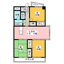 ビオス菰口 6階3LDKの間取り
