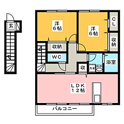 パークハウスＡ 2階2LDKの間取り