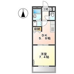 サンヒルズマキノ 2階1DKの間取り