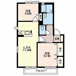 ジュネスA 2LDKの間取図画像
