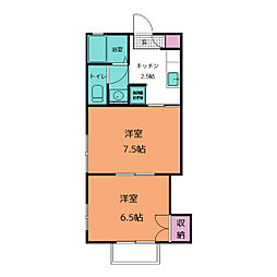 ドミール松村 2階2Kの間取り