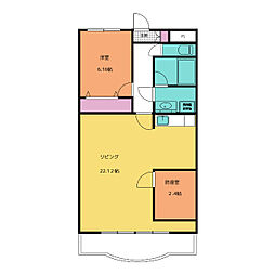 NH菰口 1LDKの間取図画像