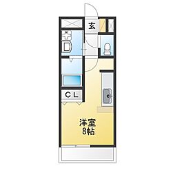 セピア・ブレジオA ワンルームの間取図画像