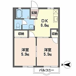 グリーンヒルズ 2DKの間取図画像