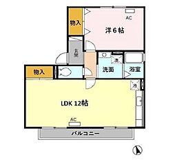 アルファヴィレッジえじまA 1LDKの間取図画像