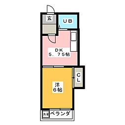 コーポセブン 1DKの間取図画像