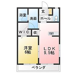 アゼリア神野A 1LDKの間取図画像