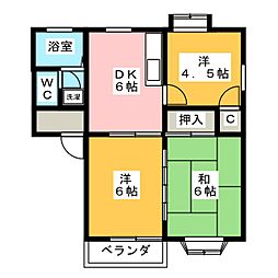 ヒルトップ本郷B 3DKの間取図画像