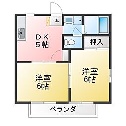 グリーンステージもりたB 2DKの間取図画像