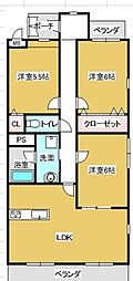 クオリティタウン上野参番館 3LDKの間取図画像