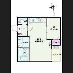 Jack funamachi II 1LDKの間取図画像