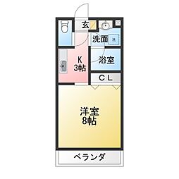 LaVita神野B 1Kの間取図画像