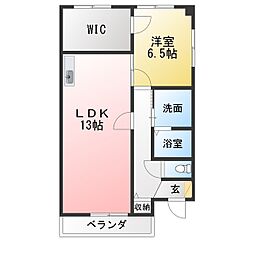 ソレイユ神野 1SLDKの間取図画像