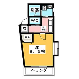 レジデンスTOKI 1Kの間取図画像