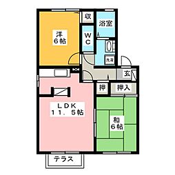 ローズガーデン清須B 2LDKの間取図画像