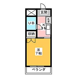 ハイシティ新所 1Kの間取図画像