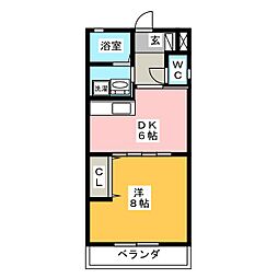 メゾンケイ 1DKの間取図画像