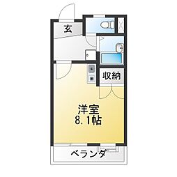 ライフコート ワンルームの間取図画像