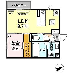 プランドールX 1LDKの間取図画像