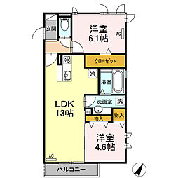 ミルキーウェイ 2LDKの間取図画像