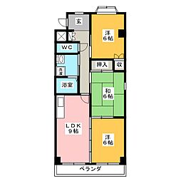 ヴィブレ司 3階3LDKの間取り
